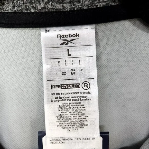 Reebok Men’s Large Long Sleeve Pullover Quarter Zip Training Sweatshirt Gray - Picture 12 of 13